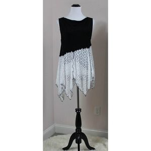 GISELLE SHEPATIN Sz M Medium Black White Mesh Tank Sleeveless Top NWT 288.00